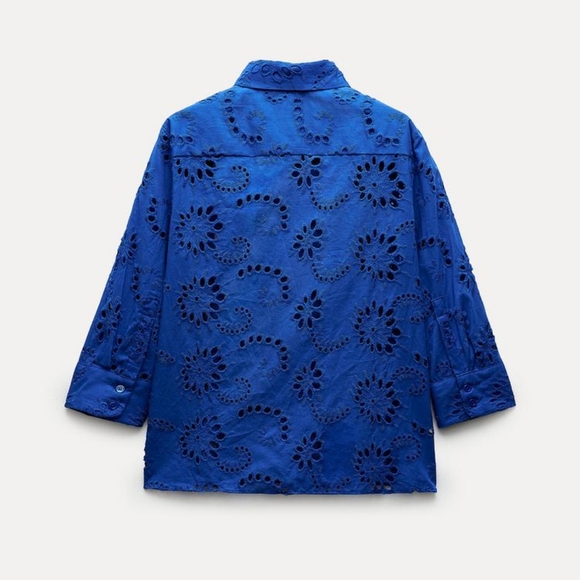 ZARA ZW COLLECTION EMBROIDERED POPLIN SHIRT - Picture 8 of 11